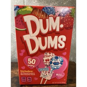 Dum Dums  Valentine's Day Party Pack 50 Pieces Suckers And Cards